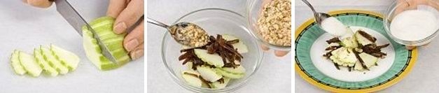 Салат с финиками, яблоками, орехами и йогуртом (рецепт-1)
