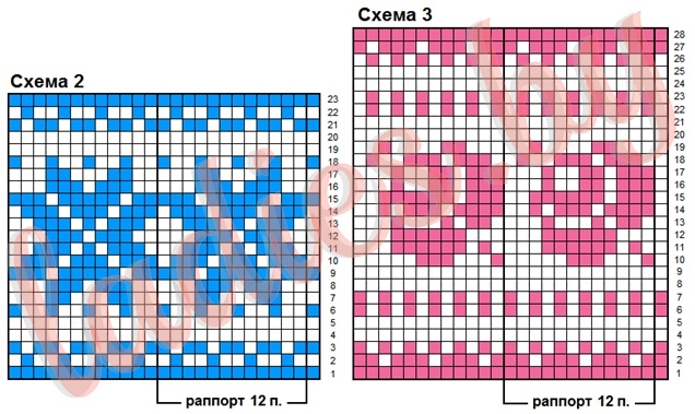 Схемы узоров 2 и 3