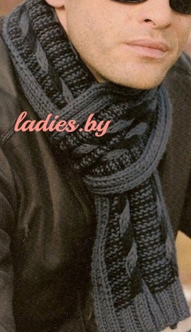 Вязаный мужской шарф с контрастными полосками