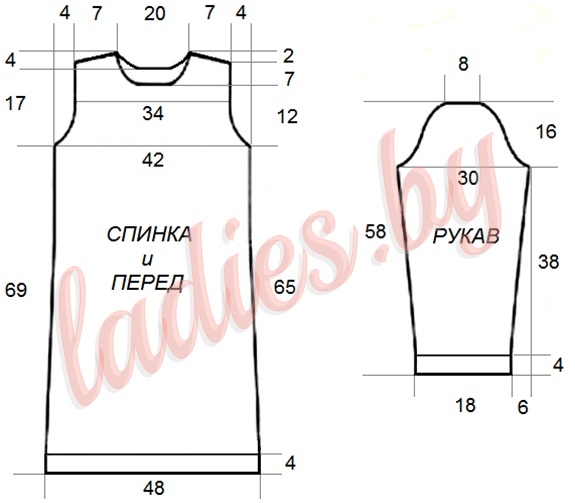 Выкройка вязаного женского платья