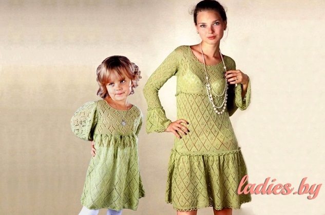 Ажурное платье спицами для девочки 3-4 года