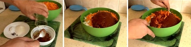 Зимний салат из зелёных помидоров с морковью, луком и томатной пастой (рецепт-4)