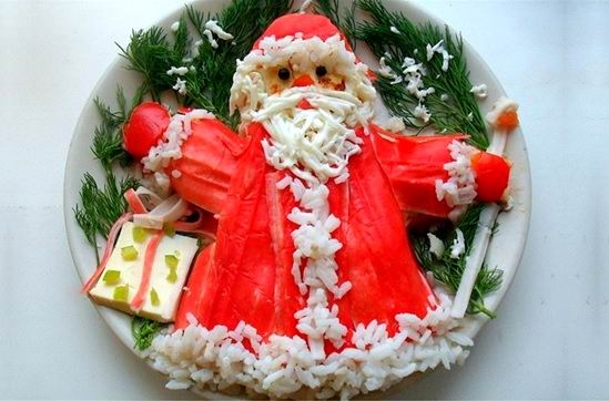 Салат "Дед Мороз" c крабовыми палочками (рецепт-2)