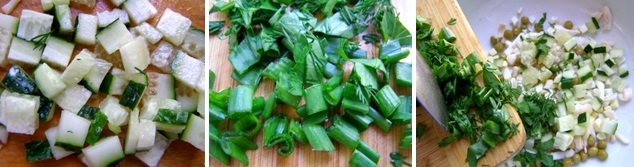 Зелёный салат с кальмаром, яйцом и огурцом (рецепт-2)