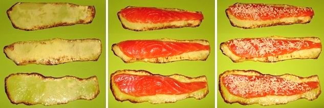 Рулетики из кабачка с рыбой и кунжутом (рецепт-2)